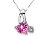 1.35 Carat (ctw) Lab-Created Pink Sapphire Heart Pendant Necklace in 14K White Gold with Chain